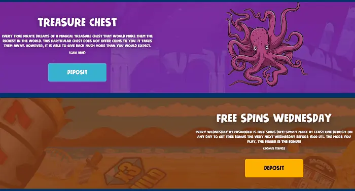 Treasure Chest and Free Spins Wednesday