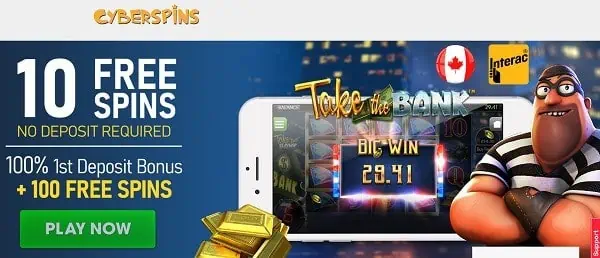 10 free spins on Take the Bank slot (no deposit required)