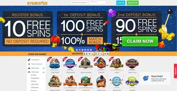 Cyberspins R$1250 + 110 free spins welcome bonus