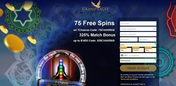75 Free Spins No Deposit Code