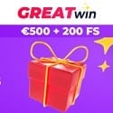 GreatWin Casino 200 free spins and R$500 welcome bonus