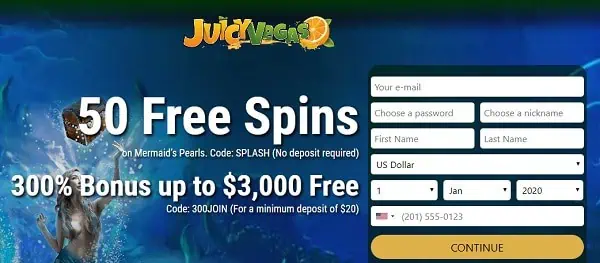 50 Free Spins and 300% welcome bonus