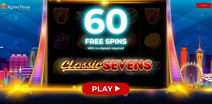 60 gratis spins on Classic Seven slot machine 